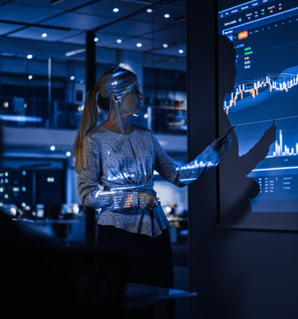 Women presenting data