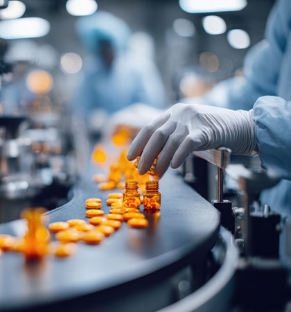 Lab worker bottling materials