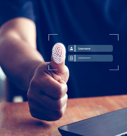 Man using fingerprint to sign in