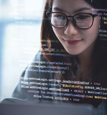 Women working on coding