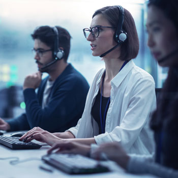 People working in customer support