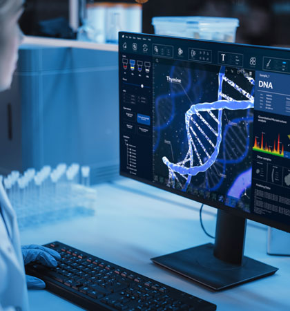Women working on computer with data